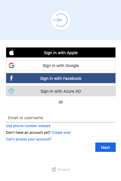 UI Demo of Authgear SSO